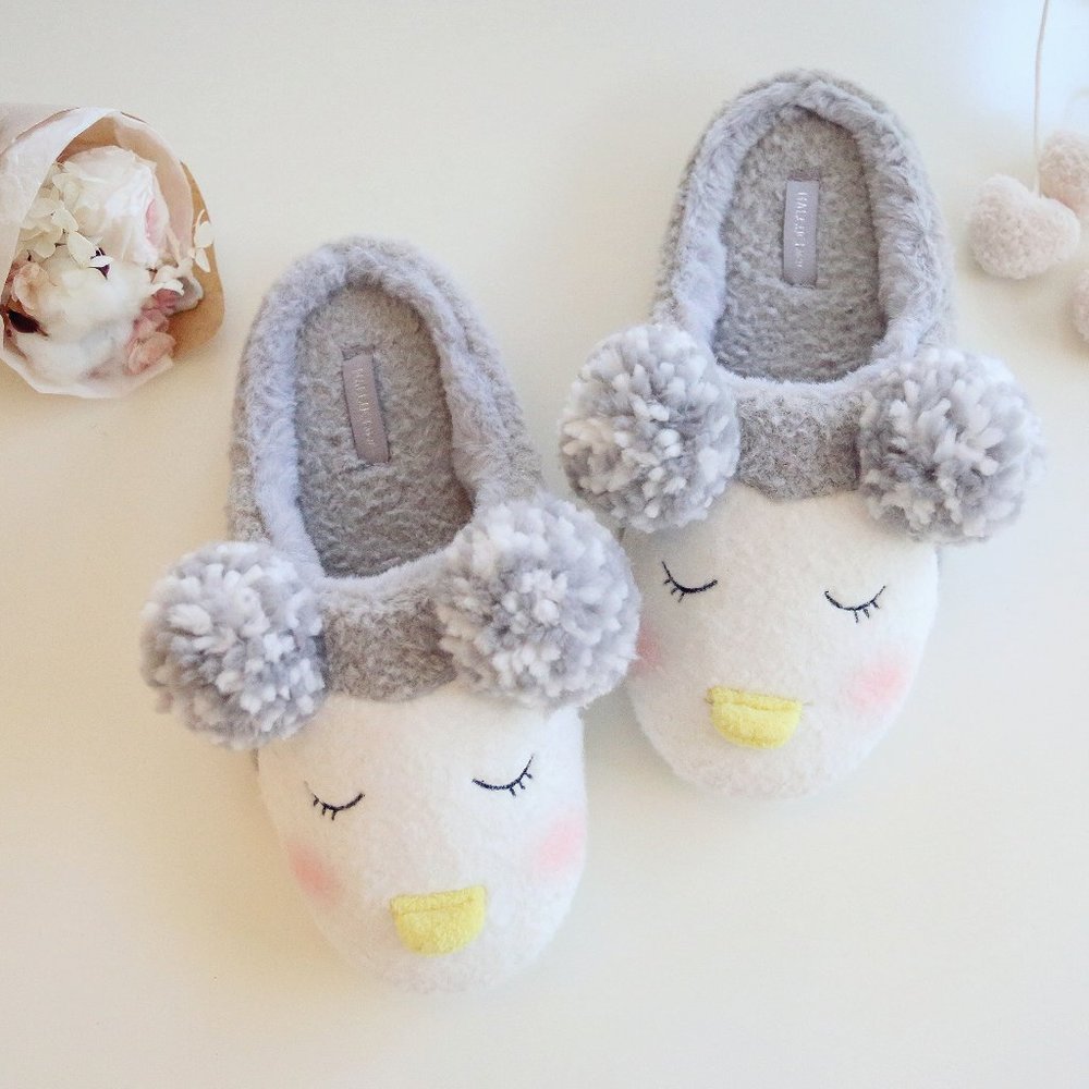 Earmuff Penguin Memory Foam House Slipper, Grey